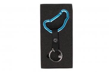 Collection, key ring, snap hook, blue/aluminum/E 